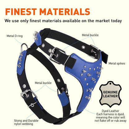 Leather + Nylon Spiked Dog Harness