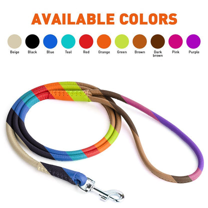 Soft Leather Round Dog Lead