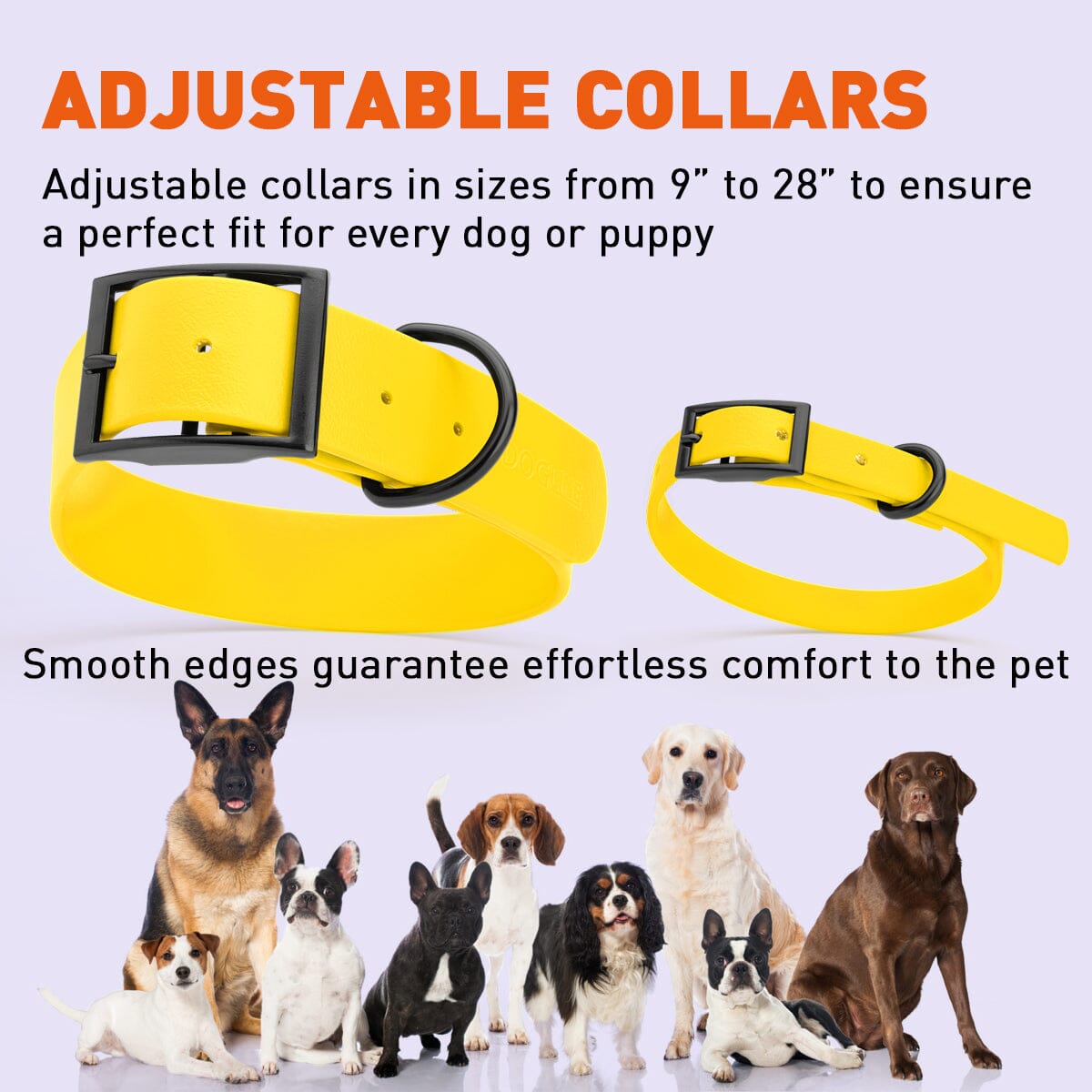 Dogline Biothane Waterproof Dog Collar with Black Hardware - Size L (18 to 22 inches)