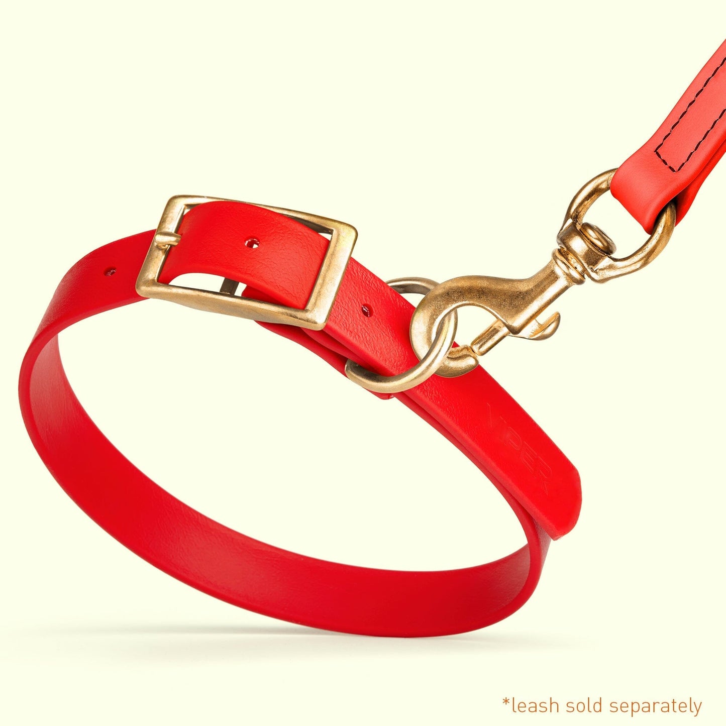 Viper Biothane Waterproof Dog Collar - Brass Hardware - 1.5in Wide, Size XL (20 to 24 inches)