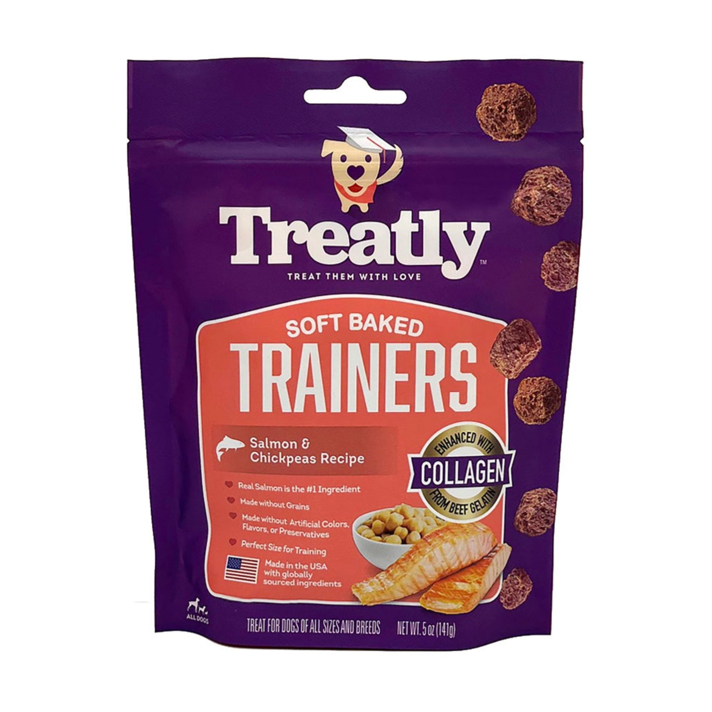 Treatly Soft Baked Trainers Dog Treats Salmon & Chickpeas, 1ea/5oz.