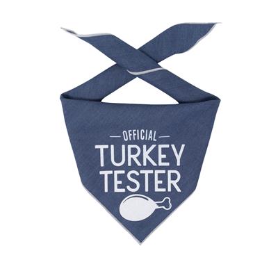 Thanksgiving Official Turkey Tester Denim Dog Bandana