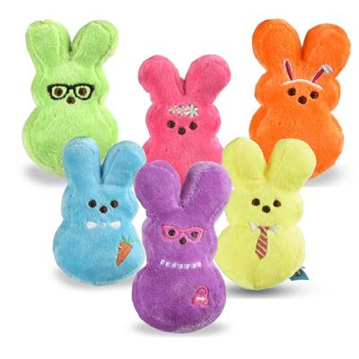 Peeps: 4" Dress-up Bunnies Plush Squeaker Pet Toy - Assorted Colors, 1 Ct