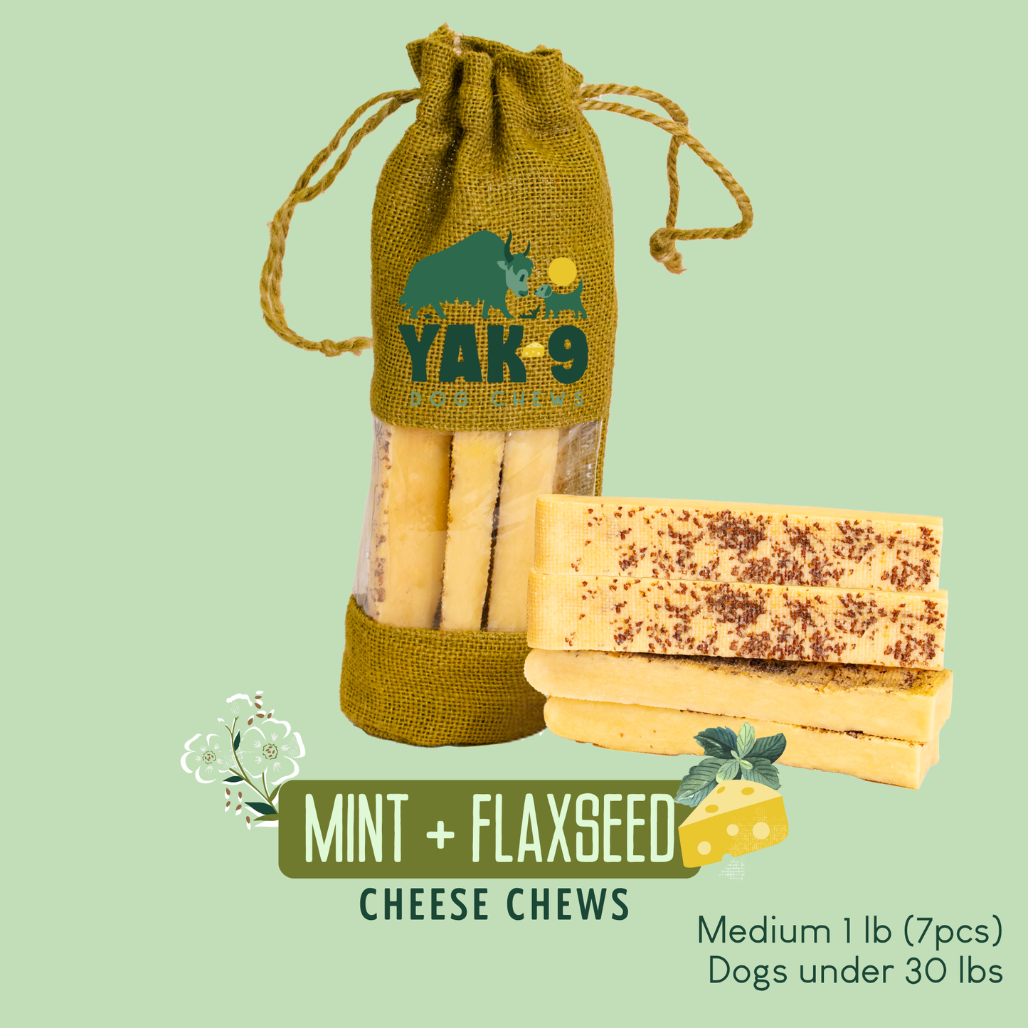 Flaxseed & Mint Cheese Chews for Dogs