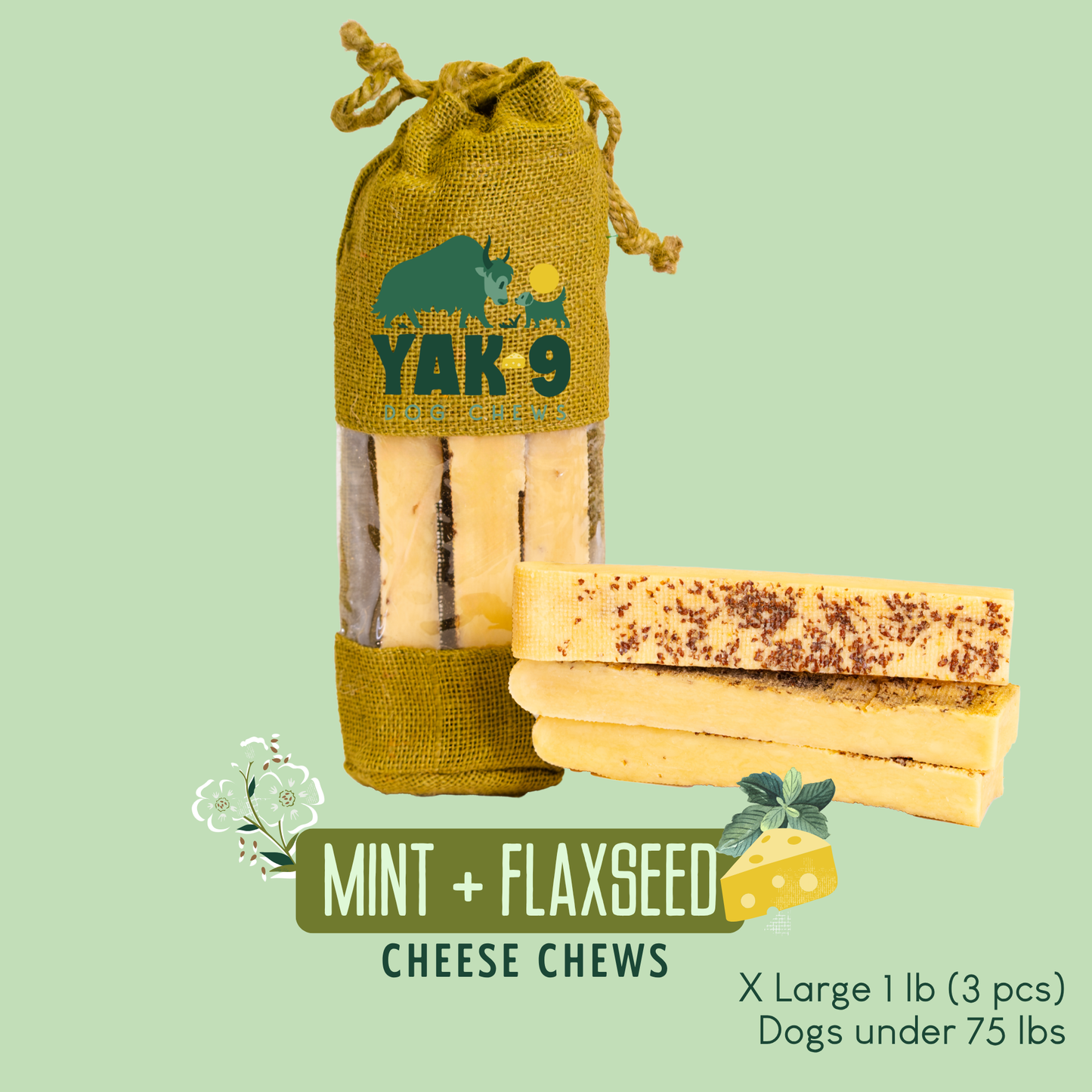 Flaxseed & Mint Cheese Chews for Dogs
