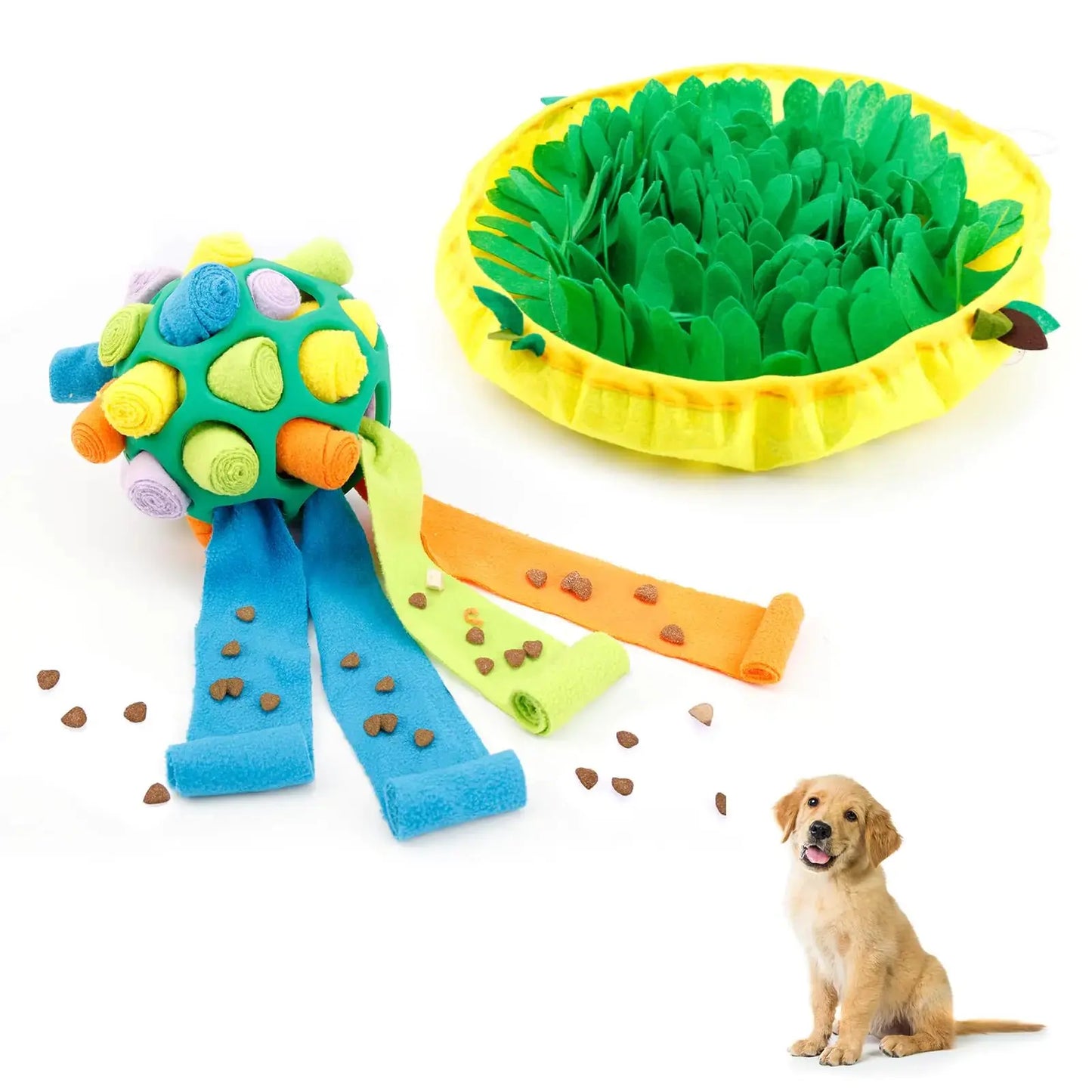 2 Pack Snuffle Ball and Mat Set for DogsInteractive Dog Foraging ToysSniffing Feeding MatPet Puzzle ToysFood Training Tool for Small/Medium/Large Dogs (Green) Bark & Beyond