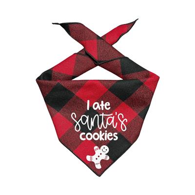 Christmas Dog Bandana - Luxe High Quality Red Plaid Flannel is Reversible | I ate Santa's Cookies