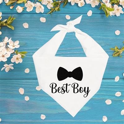 Best Boy Wedding White Dog Bandana