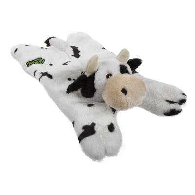 goDog Barnyard Buddies Cow Squeaky Plush Flattie Dog Toy - Small/Medium