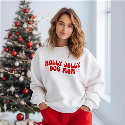 Holly Jolly Dog Mom Crewneck Holiday Sweatshirt