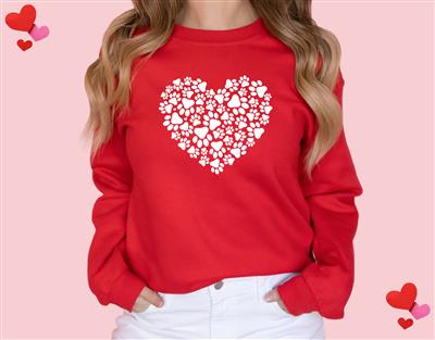 Valentine Dog Heart Sweatshirt Red