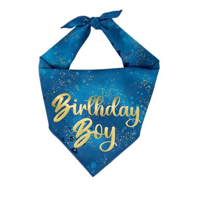 Birthday Boy Blue & Gold Dog Bandana