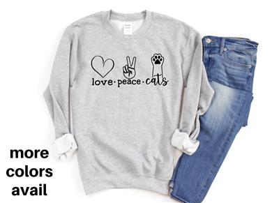 Love Peace Cats Crewneck Sweatshirt