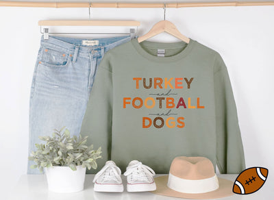 Turkey and Football and Dogs Crewneck Sweatshirt