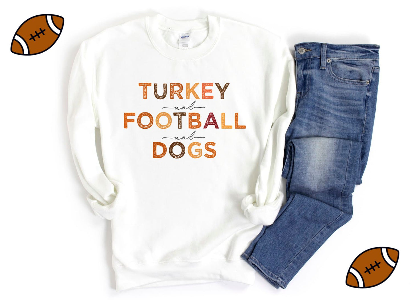 Turkey and Football and Dogs Crewneck Sweatshirt