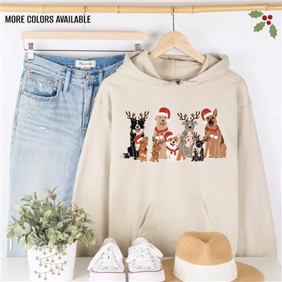 Christmas Holiday Dogs Unisex Hoodie Hunter K9