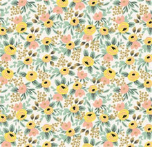 Close-up of yellow rose floral print on cotton bandana