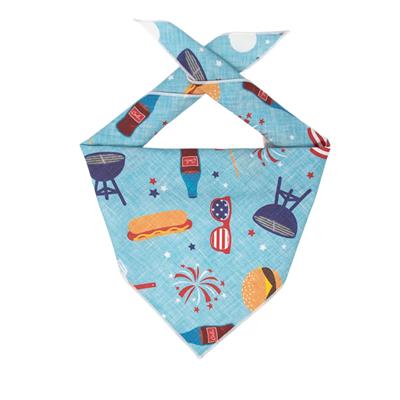 Patriotic Dog Bandana – Hotdogs, Grills & Fireworks | High Quality Cotton | Red Rolled Hem (Copy)