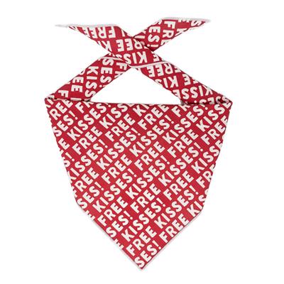 Valentine Free Kisses Bandana – Handmade Cotton Dog Bandana
