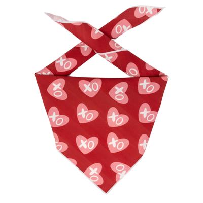XO Hearts Valentine Dog Bandana – Handmade Cotton Dog Bandana