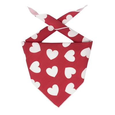 Valentine White Hearts Dog Bandana – Handmade Cotton Dog Bandana