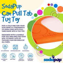 Orange SodaPup rubber tug toy for dogs, designed for heavy chewers and interactive play, made in the USA.