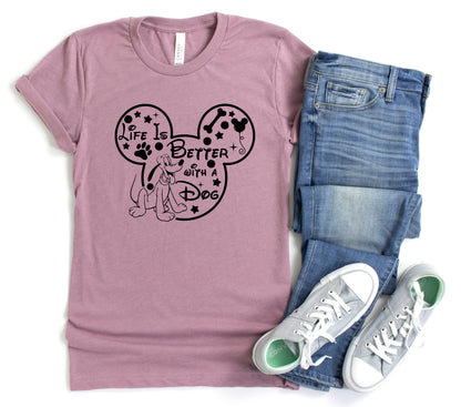 Life is Better with a Dog Pluto Dog T-Shirt | Ships Free