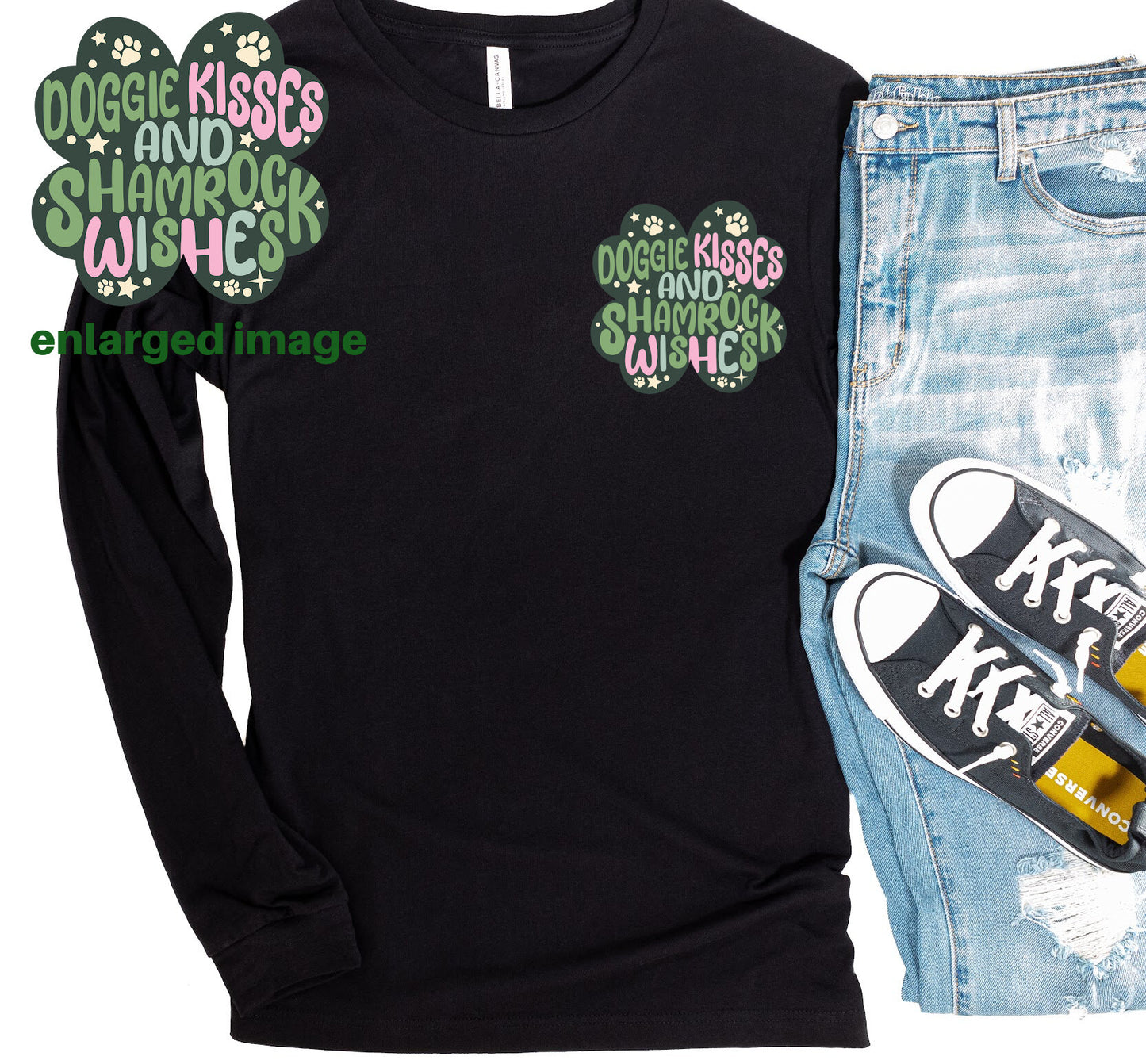 St. Patrick's Shamrock Pocket Long Sleeve Tee