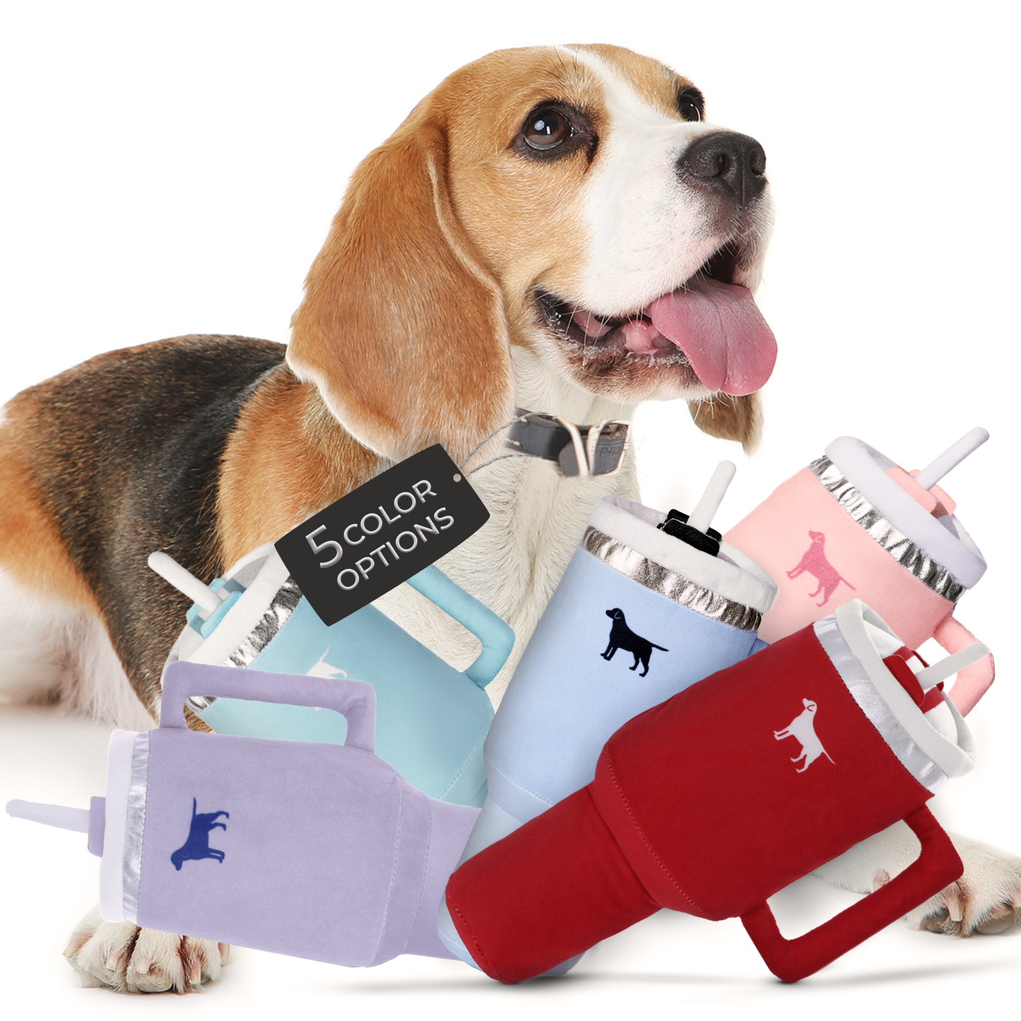 Pup Cup Tumbler Plush Squeaky Dog Toy- Ideal Birthday Dog Toy Gift