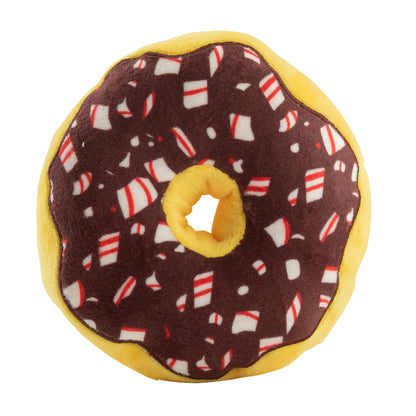 Snuggly Cup Holiday Red & Puppermint Donut | Christmas Dog Toys