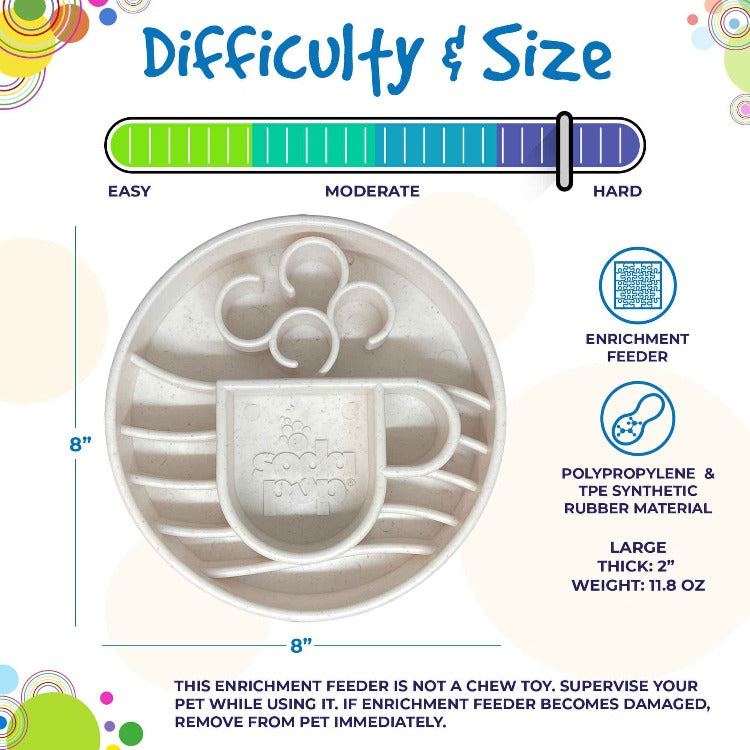 Blue SodaPup Java eBowl deep slow feeder dog bowl for enrichment, made in the USA, designed to challenge and entertain dogs.