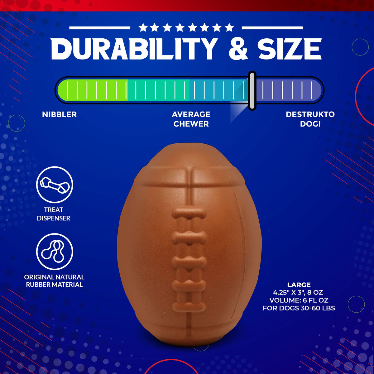 Football Dog Chew Toy & Treat Dispenser - USA Made | SodaPup