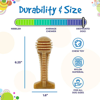 SodaPup Honey Colored Nylon Dental Tower dog chew toy for aggressive chewers, durable and USA-made dog toy from True Dogs LLC.