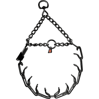 Herm Sprenger - ULTRA-PLUS Training Collar with Center-Plate, Assembly Chain, and ClicLock - Black Stainless Steel