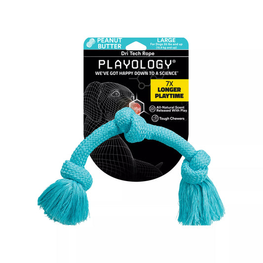 Playology Dri-Tech Rope Dog Toy – Peanut Butter Scented (Medium: 15–35 lbs | Large: 35+ lbs) - Bark & Beyond