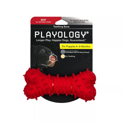 Playology Puppy Teething Bone Scented Dog Toy- Beef