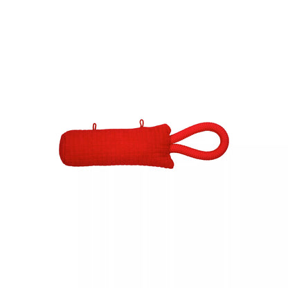 Playology Barrel Tug Dog Toy – Beef Scented (Durable Plush with Rope Handle)
