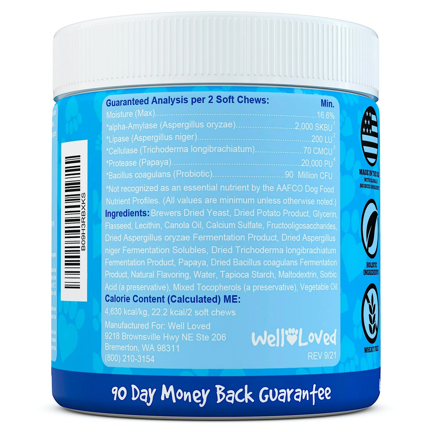 Well Loved Probiotics for Dogs, Dog Probiotics and Digestive Enzymes Supplement