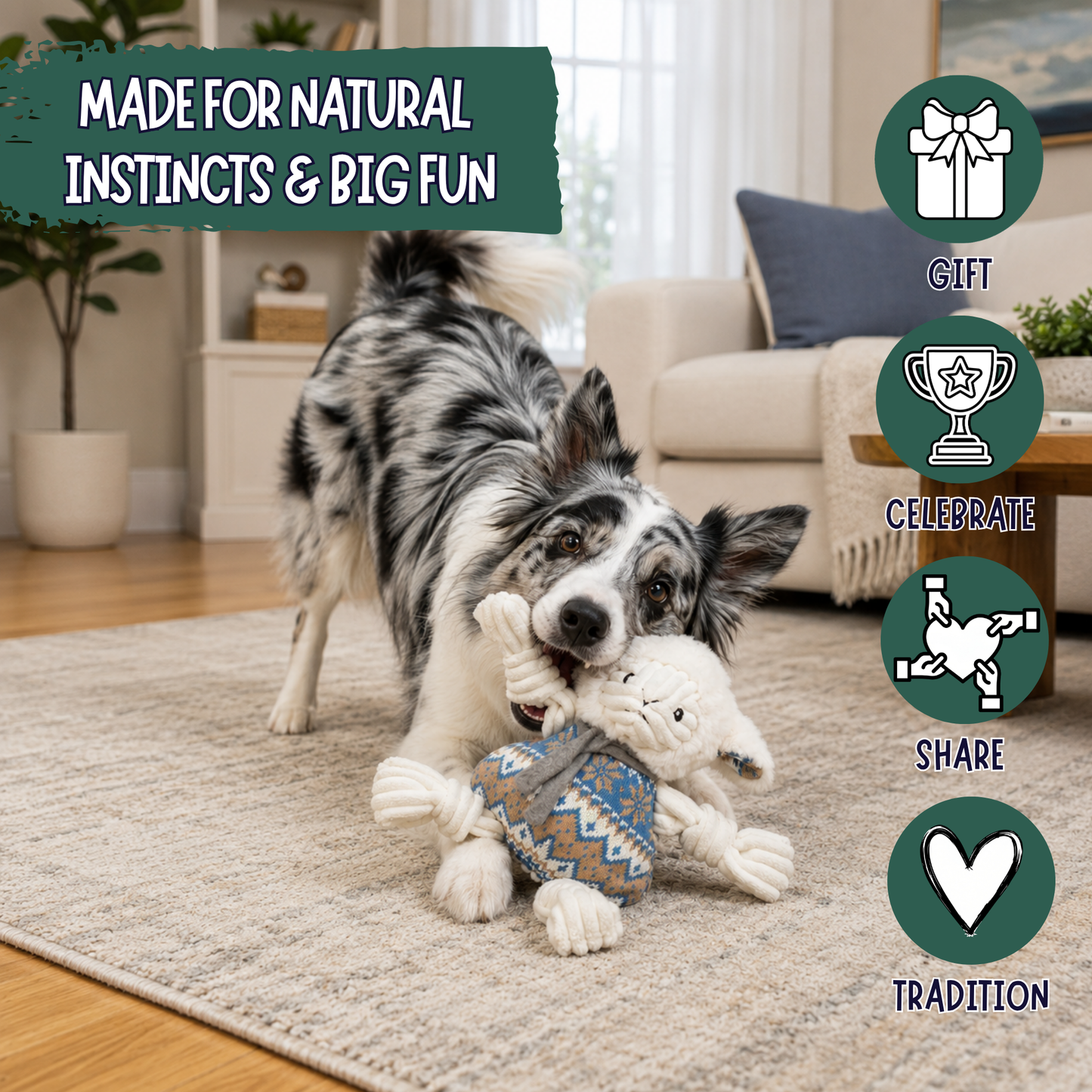 Leo Lamb Plush Dog Toy Knottie®