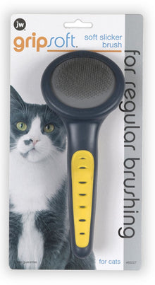JW Pet GripSoft Cat Slicker Brush Gray/Yellow 1ea/SM - Bark & Beyond