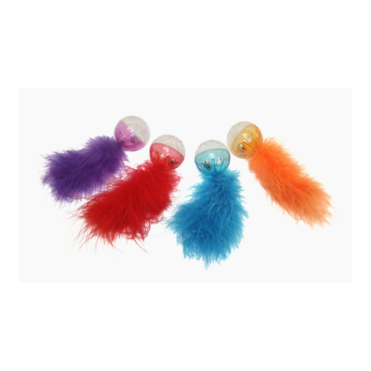 Multipet Lattice Ball with Feather Cat Toy Assorted 5 in 2 Pack - Bark & Beyond