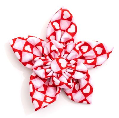 Colorblock Hearts Valentine Dog Collar Flower