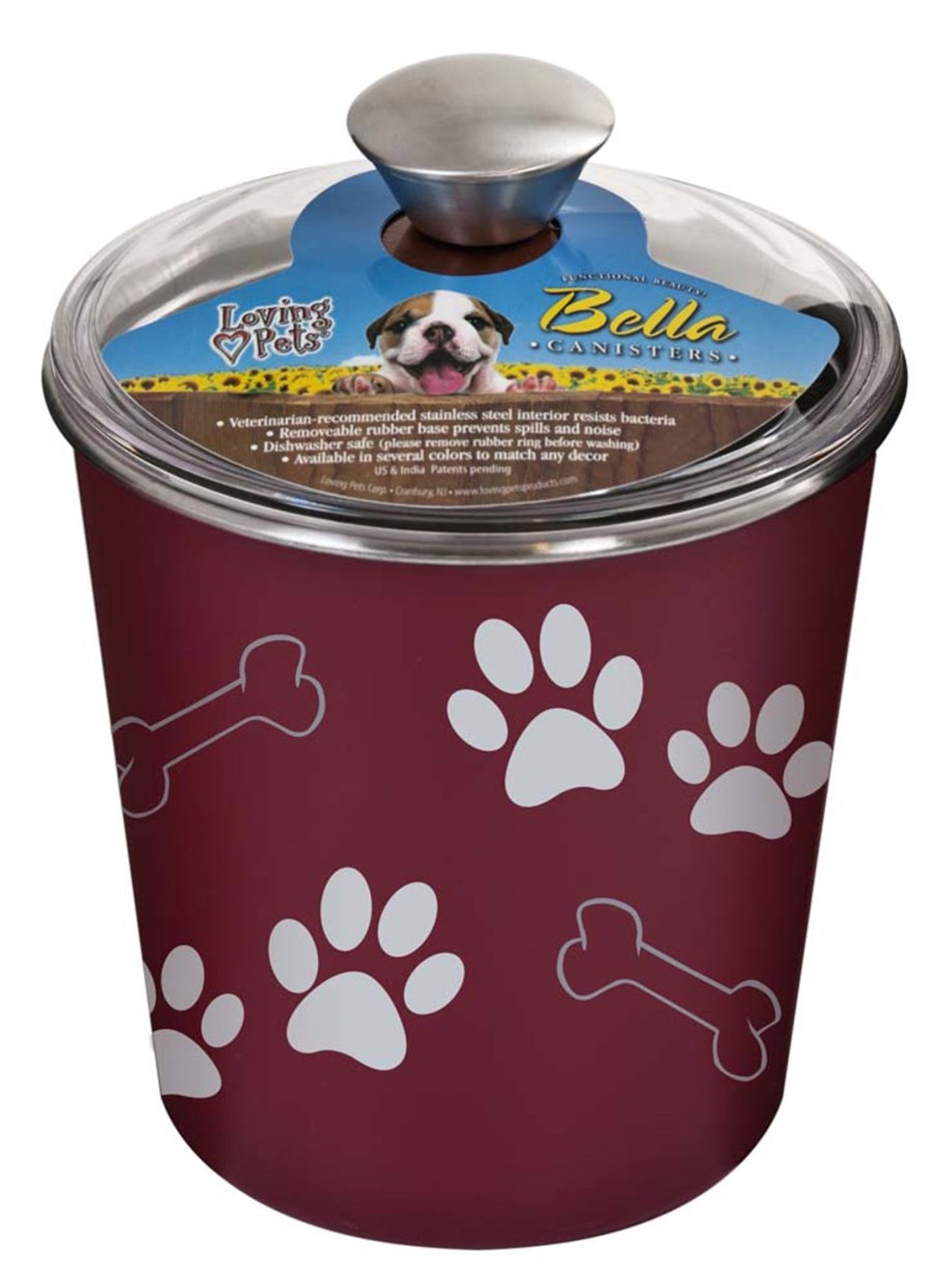 Loving Pets Treat Canister Merlot 1ea Loving Pets