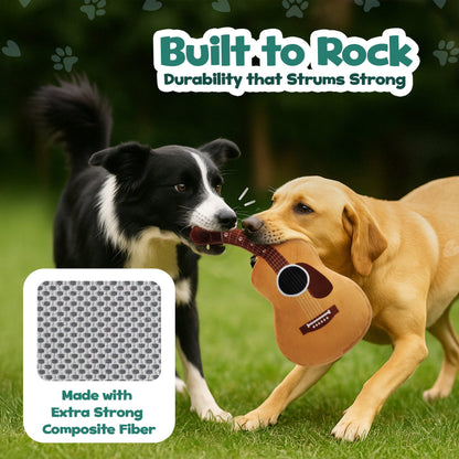 Guitar Squeaky Dog Toy – Plush Crinkle Dog Toy for Medium & Large Dogs, Durable Musical Dog Toy for Tug, Fetch & Birthday Gifts