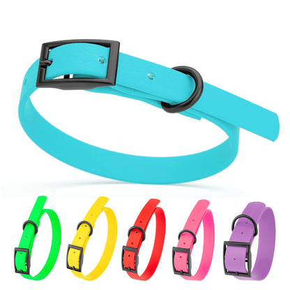 BioThane Waterproof Dog Collar - XS: L 9"-12" x W 1/2" - Black OR Brass Hardware