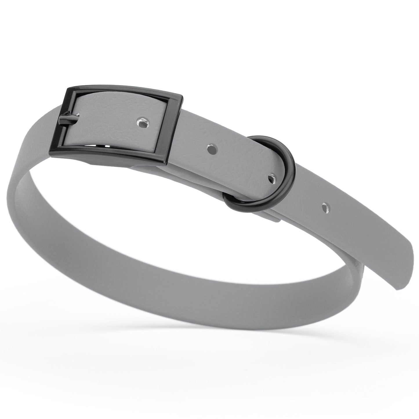 BioThane Waterproof Dog Collar - XS: L 9"-12" x W 1/2" - Black OR Brass Hardware