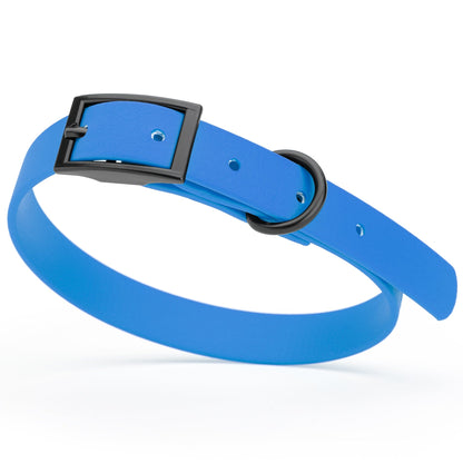 BioThane Waterproof Dog Collar - XS: L 9"-12" x W 1/2" - Black OR Brass Hardware