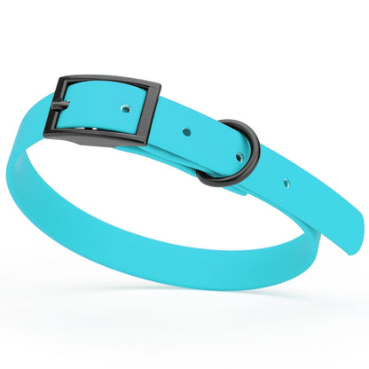BioThane Waterproof Dog Collar - XS: L 12"-15" x W 5/8" - Black OR Brass Hardware