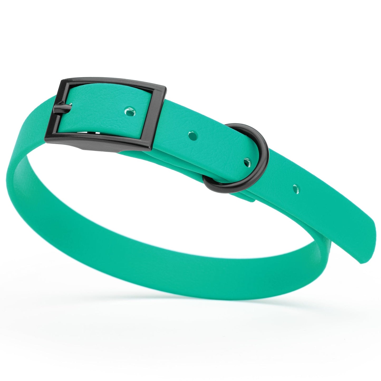 BioThane Waterproof Dog Collar - XS: L 12"-15" x W 5/8" - Black OR Brass Hardware