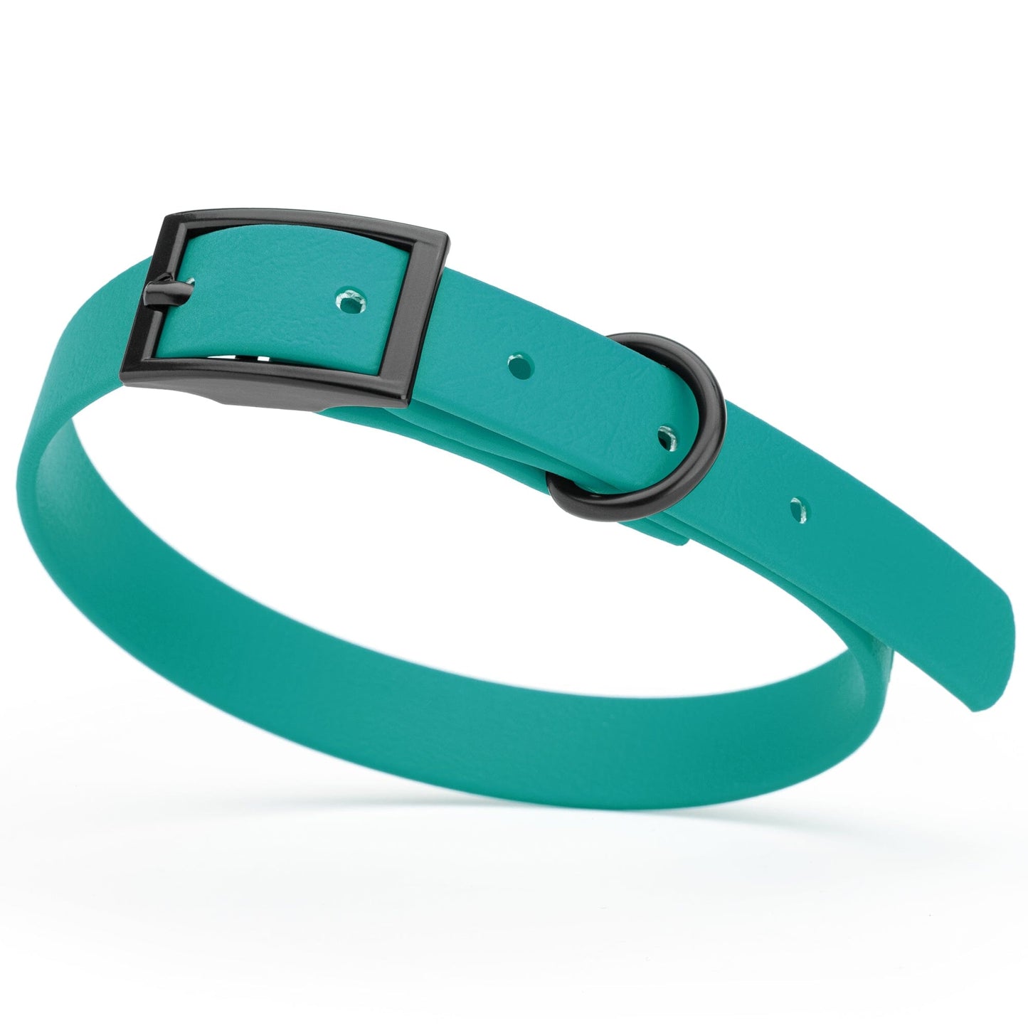 BioThane Waterproof Dog Collar - XS: L 12"-15" x W 5/8" - Black OR Brass Hardware